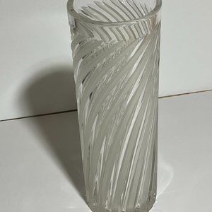 Italian Vase Etched Glass Swirl Design Signed LUCIANO GASPARI for Salviati 12"
